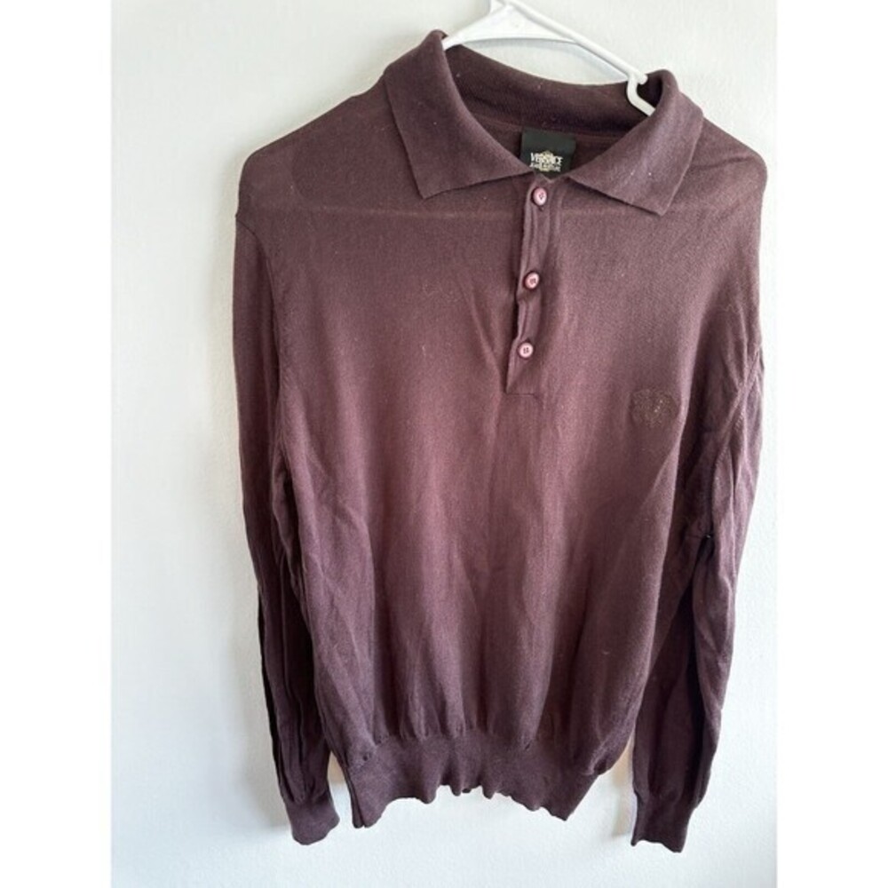 Versace Jeans Couture vintage mens wool Size Medium logo 90s Brown sweater Italy
